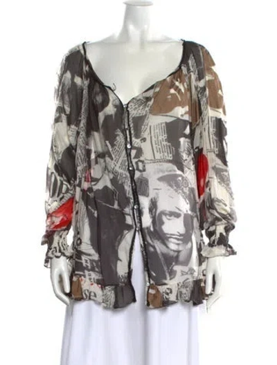 Pre-owned Galliano Vintage 2008 Blouse In White