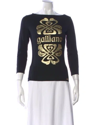 Pre-owned Galliano Vintage Graphic Print Top In Blue