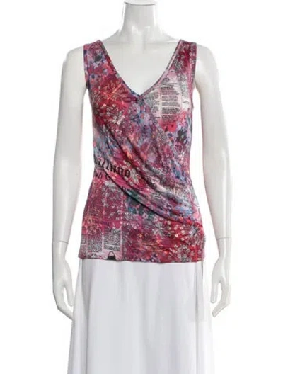 Pre-owned Galliano Vintage Graphic Print Top In Pink