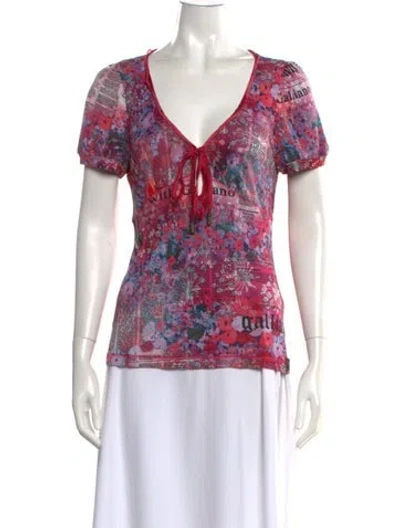 Pre-owned Galliano Vintage Graphic Print Top In Red