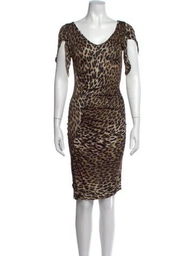 Pre-owned Galliano Vintage Knee-length Dress In Brown