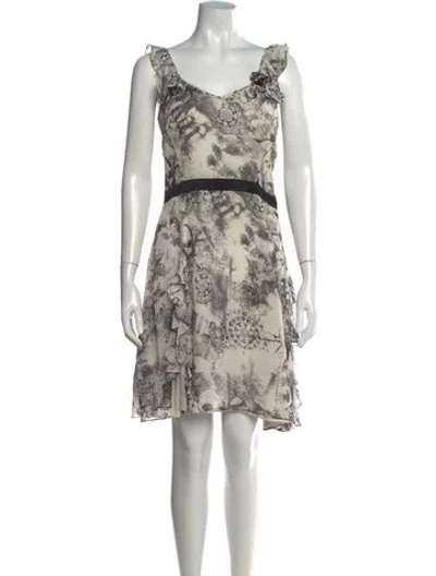 Pre-owned Galliano Vintage Mini Dress In Grey/white