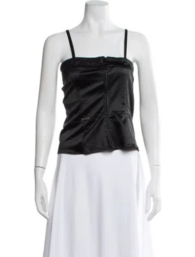 Pre-owned Galliano Vintage Square Neckline Top In Black