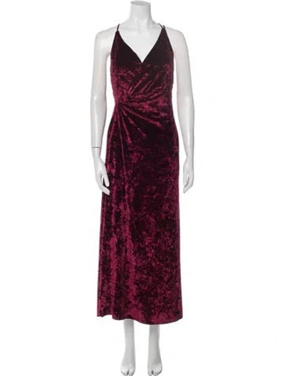Pre-owned Galliano V-neck Long Dress In Burgundy