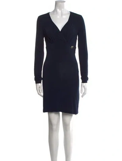 Pre-owned Galliano V-neck Mini Dress In Blue