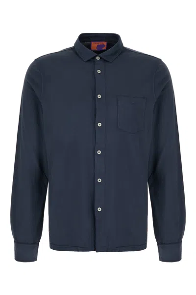 Gallo Air Force Blue Cotton Shirt In Piombo