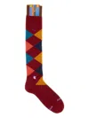 Gallo Argyle Embroidered Socks In Red