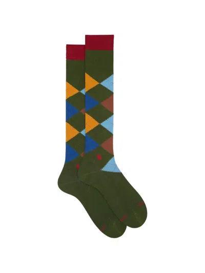 Gallo Argyle-pattern Socks In Green