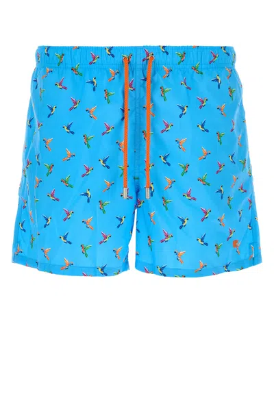 Gallo Printed Polyester Swimming Shorts In Blue