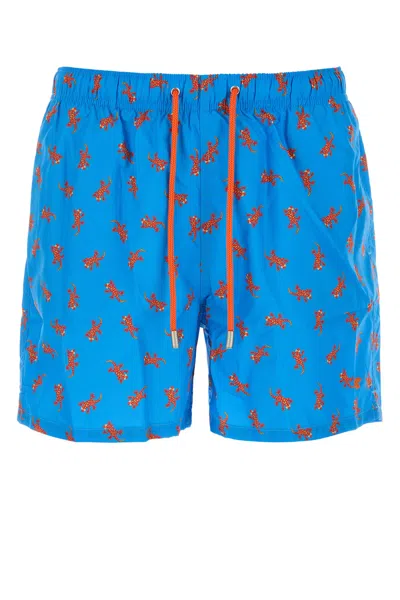 Gallo Printed Polyester Swimming Shorts In Blue