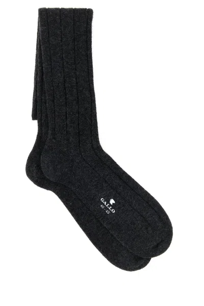 Gallo Charcoal Stretch Cashmere Blend Socks In Brown