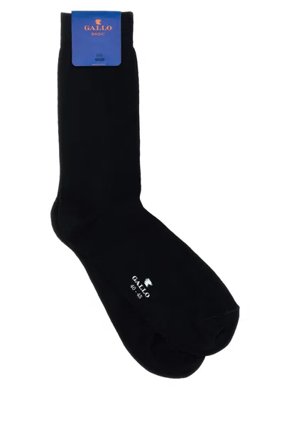 Gallo Midnight Blue Stretch Cotton Blend Socks In Black
