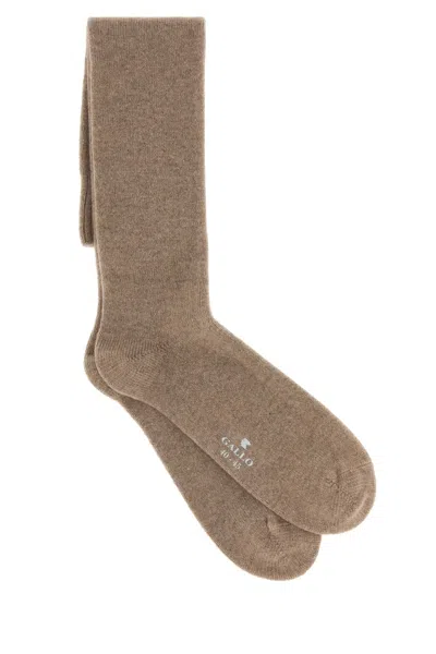 Gallo Cappuccino Cashmere Blend Mini Socks For Men In Brown