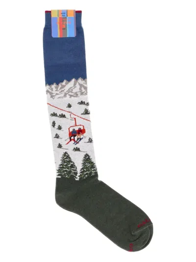 Gallo Chairlift-pattern Socks In Green