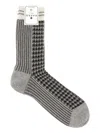 Gallo Checked Ribbed Socks In Black