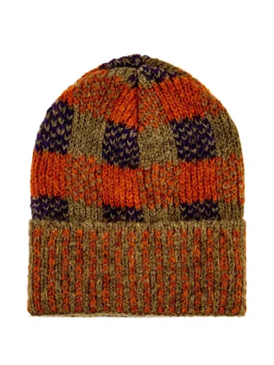 Gallo Check-pattern Knitted Beanie Hat In Multi