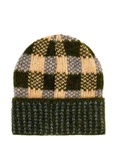 Gallo Check-pattern Mohair-blend Beanie Hat In Multi