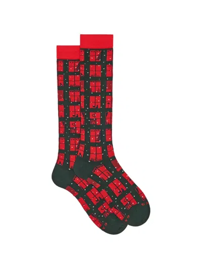 Gallo Christmas-patterned Socks In Red