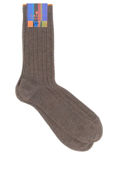 Gallo Dove Grey Stretch Cotton Blend Mini Socks For Men In Animal Print