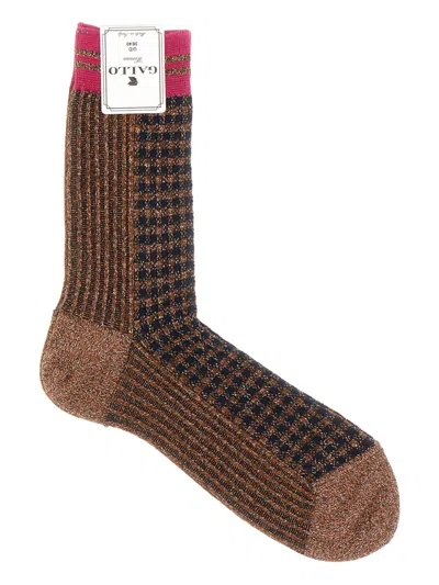 Gallo Embroidered Socks In Brown