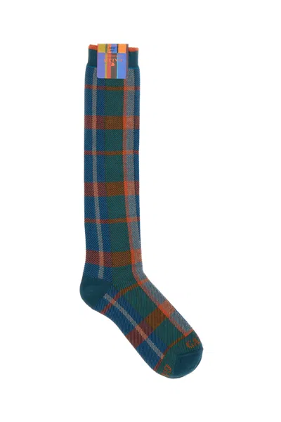 Gallo Embroidered Stretch Cotton Blend Socks In Blue