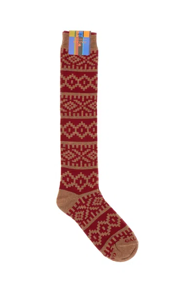 Gallo Embroidered Stretch Cotton Blend Socks In Brown