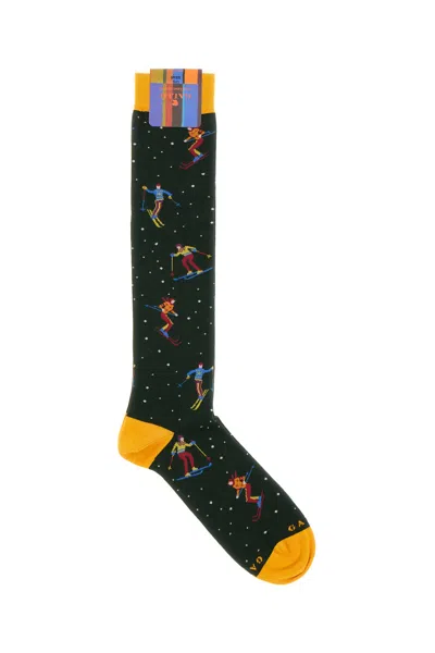 Gallo Embroidered Stretch Cotton Blend Socks In Green