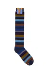 Gallo Embroidered Stretch Cotton Blend Socks In Multi