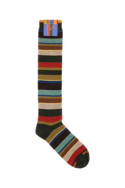 Gallo Embroidered Stretch Cotton Blend Socks In Multi