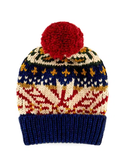 Gallo Fair Isle Pompom Beanie Hat In Multi