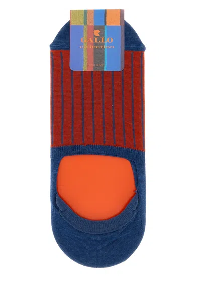 Gallo Two-tone Stretch Cotton Blend Invisible Socks In Pattern