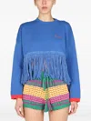 Gallo Fringed Long-sleeves Sweater In Blue