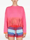 Gallo Fringed Long-sleeves Sweater In Pink