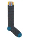 Gallo Geometric-pattern Cotton Socks In Blue