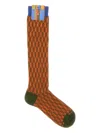 Gallo Geometric-pattern Socks In Orange