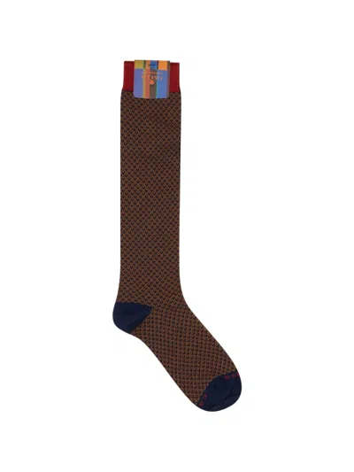 Gallo Geometric-patterned Knee-high Socks In Brown
