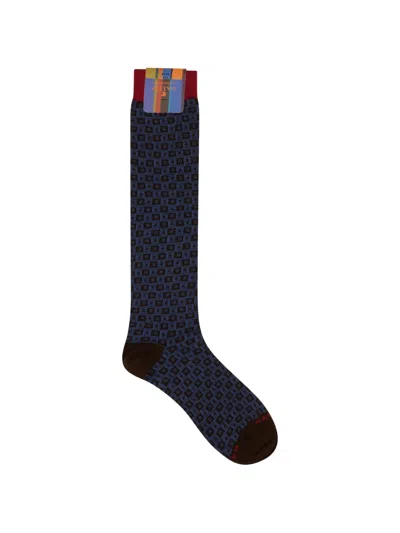 Gallo Geometric-patterned Socks In Blue