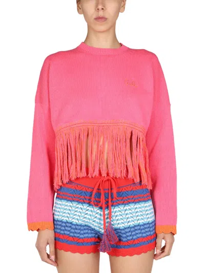 Gallo Logo Embroidery Sweater In Fuchsia