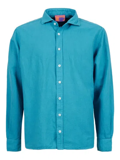 Gallo Long-sleeve Buttoned-up Shirt In Blue