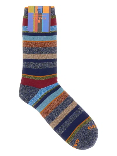 Gallo Metallic-striped Socks In Blue