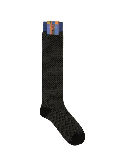 Gallo Micro-patterned Knee-high Socks In Black