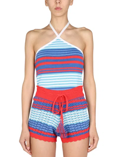 GALLO MULTICOLOR STRIPES HALTER NECK TOP