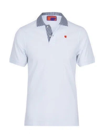 Gallo Plain White Polo Shirt In Blue