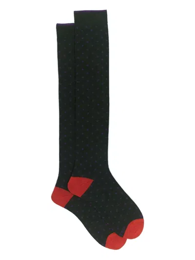 Gallo Polka-dot Long Socks In Green