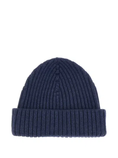 Gallo Ribbed Beanie Hat In Blue