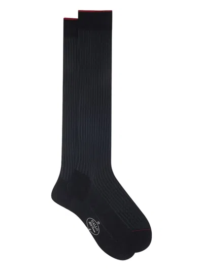 Gallo Ribbed Cotton Socks In Black