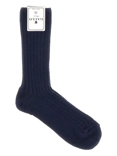 Gallo Ribbed Cotton Socks In Blue