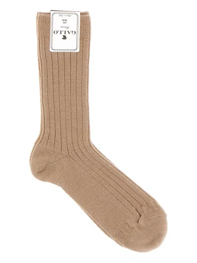 Gallo Ribbed Cotton Socks In Brown