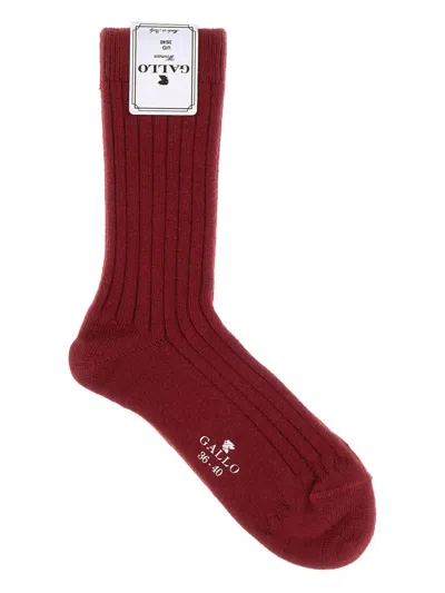 Gallo Ribbed Wool-blend Socks In Red