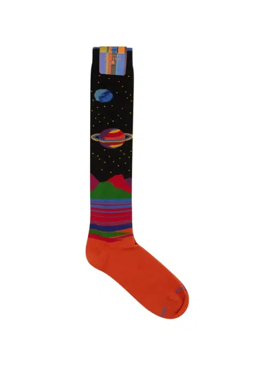 Gallo Space-print Intarsia-knit Socks In Multi